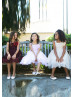 Square Neck Tulle Knee Length Flower Girl Dress With Decorated Flower